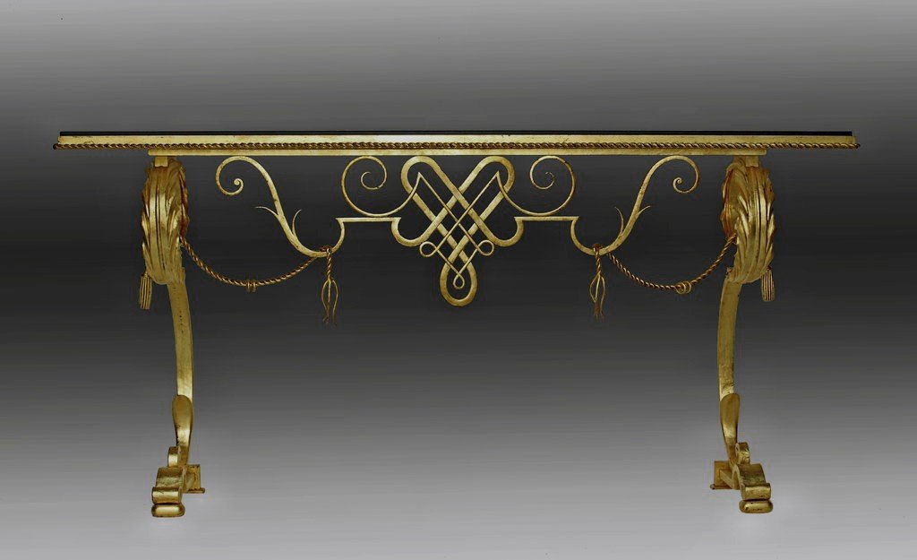 Gilbert Poillerat Gold Iron Console Art Deco