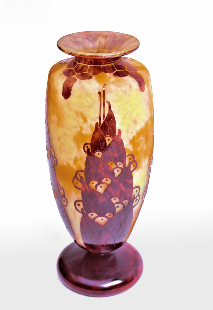 Grand Vase Art Déco Signé Le Verre Français-photo-4
