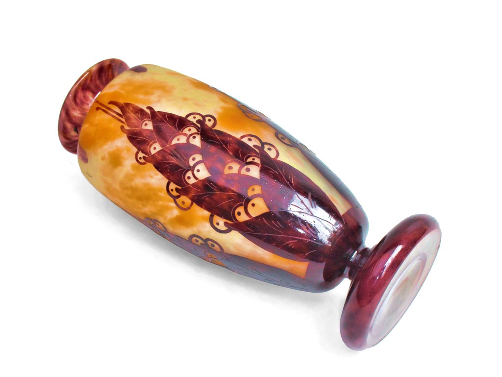 Grand Vase Art Déco Signé Le Verre Français-photo-1