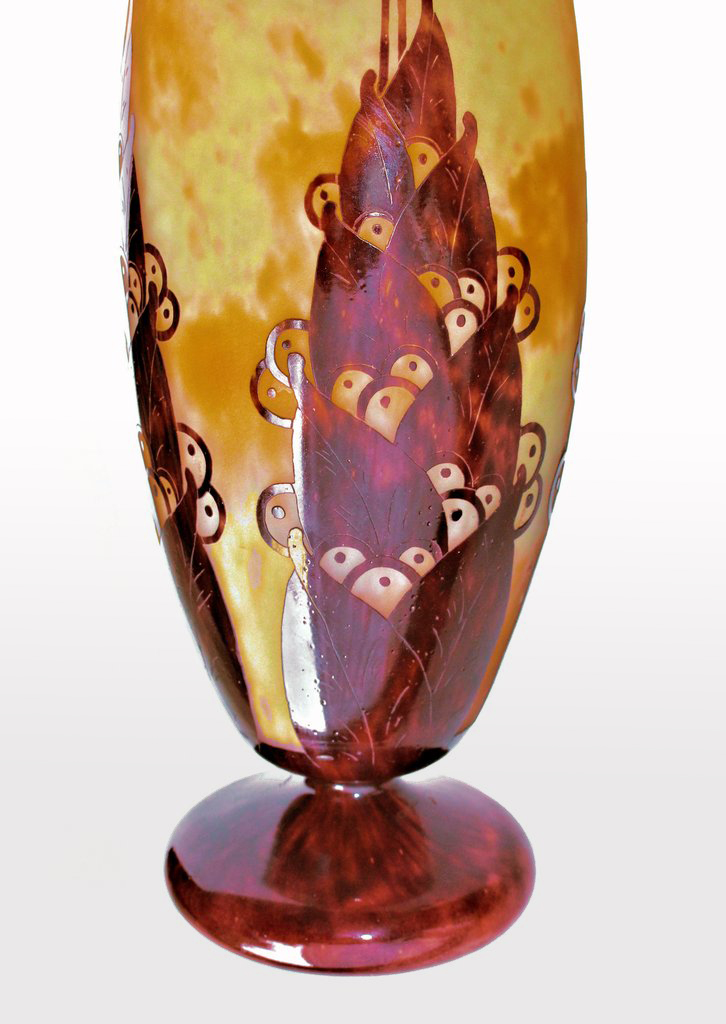 Grand Vase Art Déco Signé Le Verre Français-photo-3