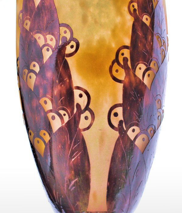 Grand Vase Art Déco Signé Le Verre Français-photo-6