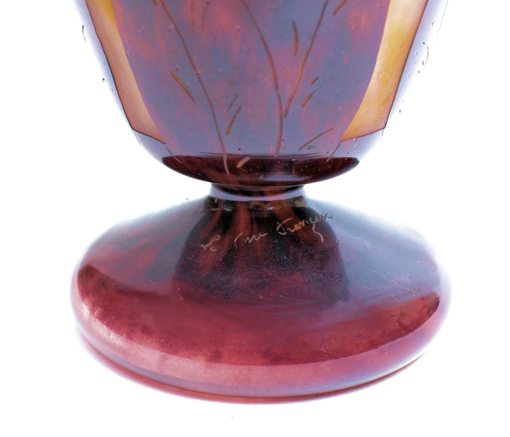 Grand Vase Art Déco Signé Le Verre Français-photo-7
