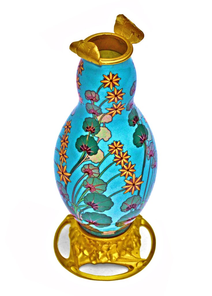 Art Nouveau Cloisonne Vase By Louchet In Paris-photo-2
