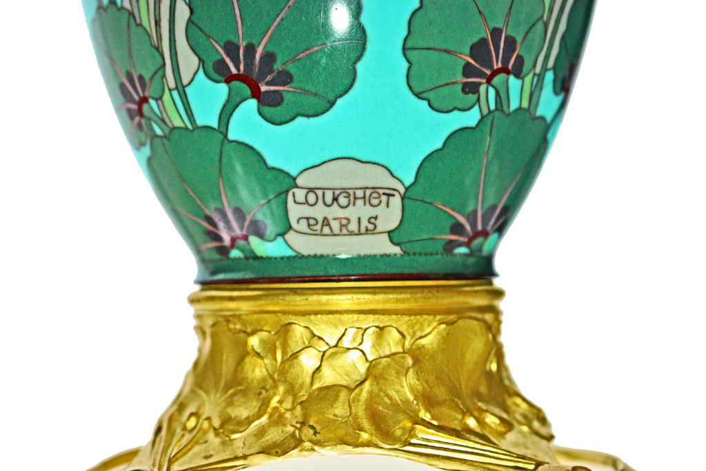 Vase Cloisonné Art Nouveau signé Louchet à Paris-photo-3