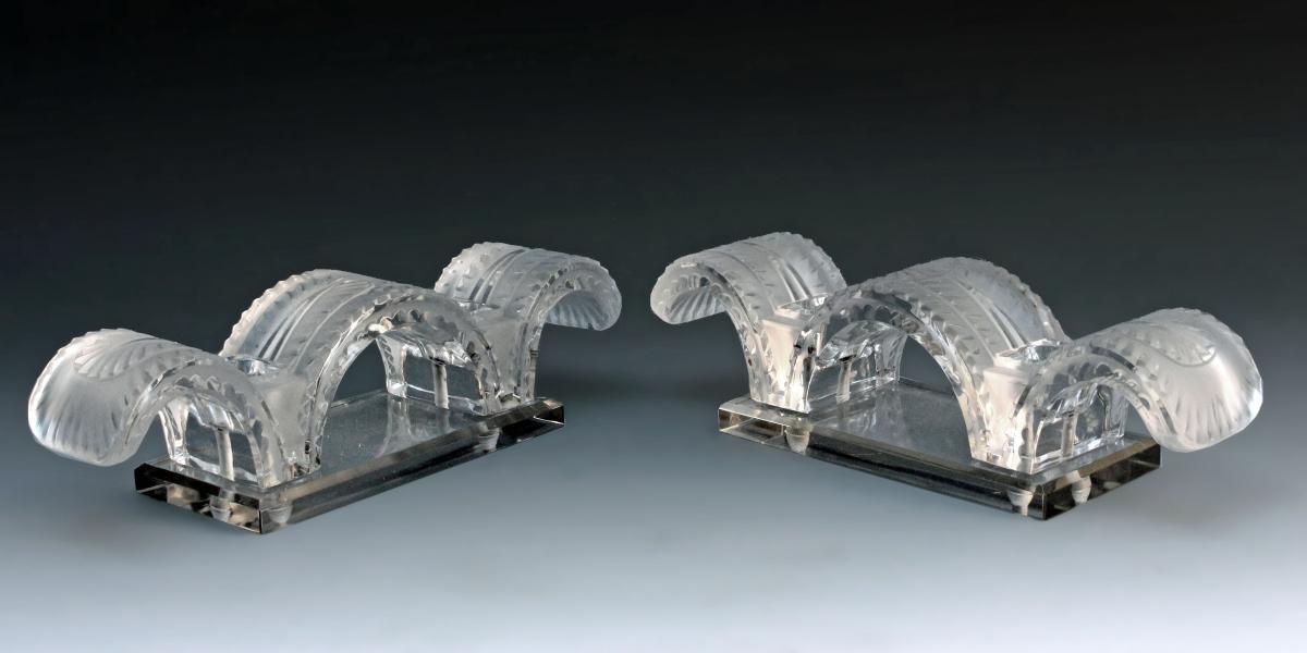 Lalique Paire de Chandeliers ''Porquerolles''