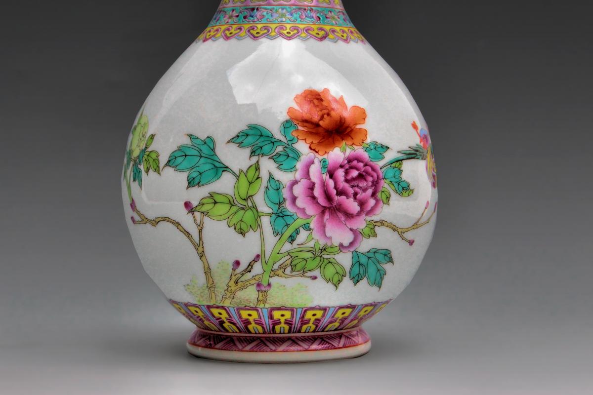 Vase Chine Qianlong Famille Rose-photo-5
