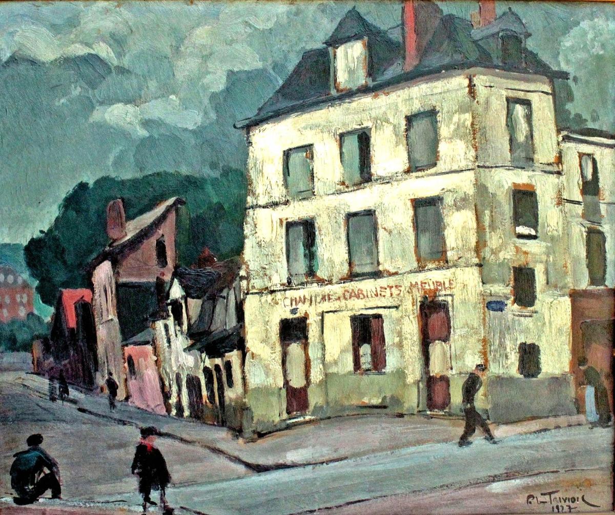 Pierre Le Trividic (1898-1960) Rue Animée à Rouen-photo-2