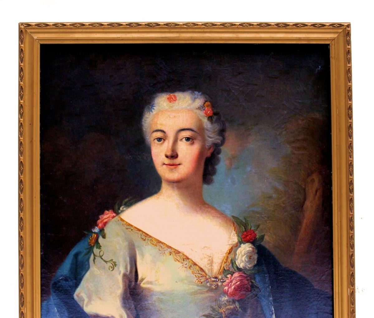 Grand Portrait Dame XVIIIe d'Après Nattier-photo-2