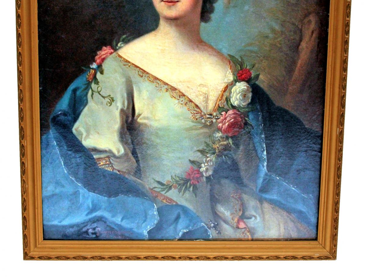 Grand Portrait Dame XVIIIe d'Après Nattier-photo-3