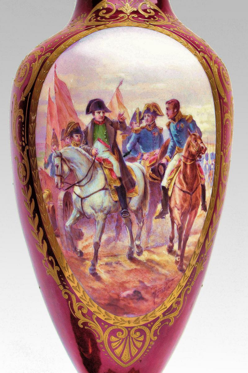 Paire De Grands Vases XIXe En Porcelaine Napoléon 1er-photo-4