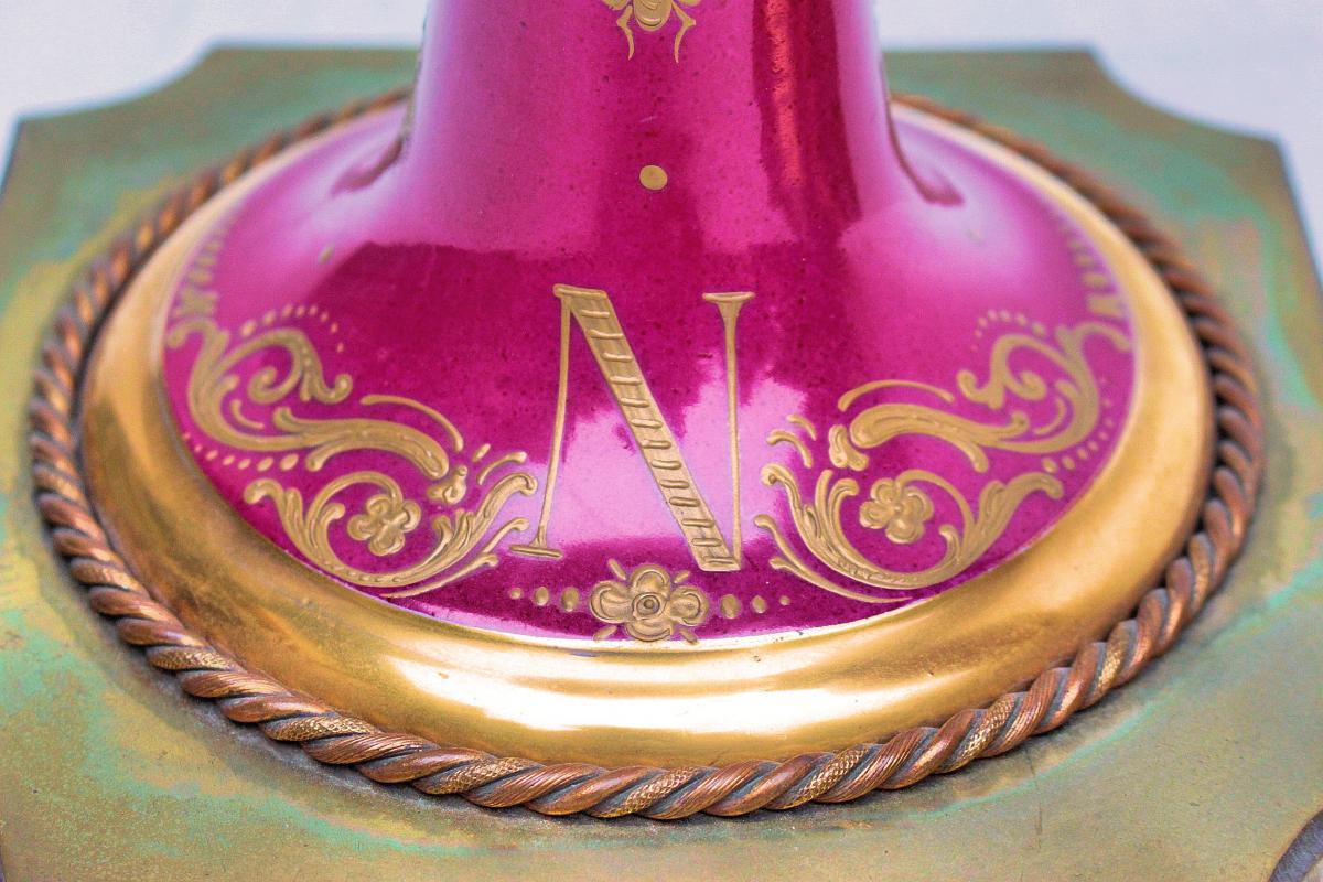 Paire De Grands Vases XIXe En Porcelaine Napoléon 1er-photo-8