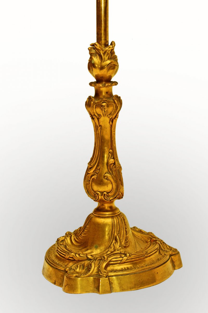 Grande Lampe Napoléon III en Bronze Doré (H: 70cm)-photo-3