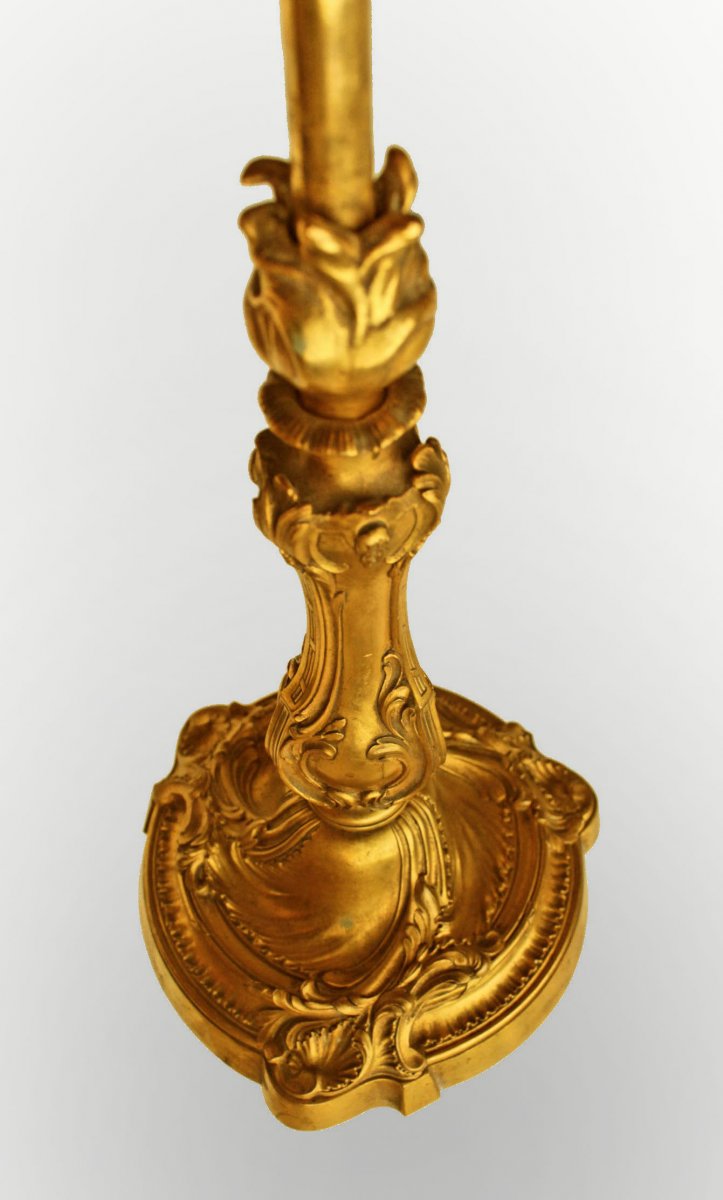 Grande Lampe Napoléon III en Bronze Doré (H: 70cm)-photo-6