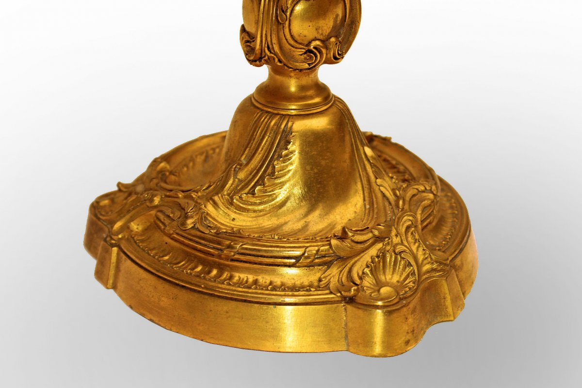 Grande Lampe Napoléon III en Bronze Doré (H: 70cm)-photo-8