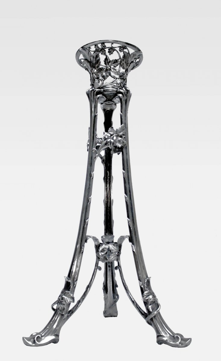 Maison Christofle Art Nouveau Lamp In Silver Bronze-photo-4