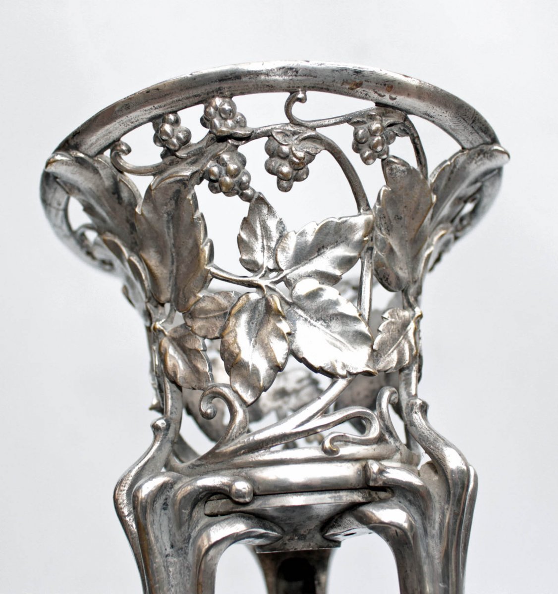 Maison Christofle Art Nouveau Lamp In Silver Bronze-photo-2