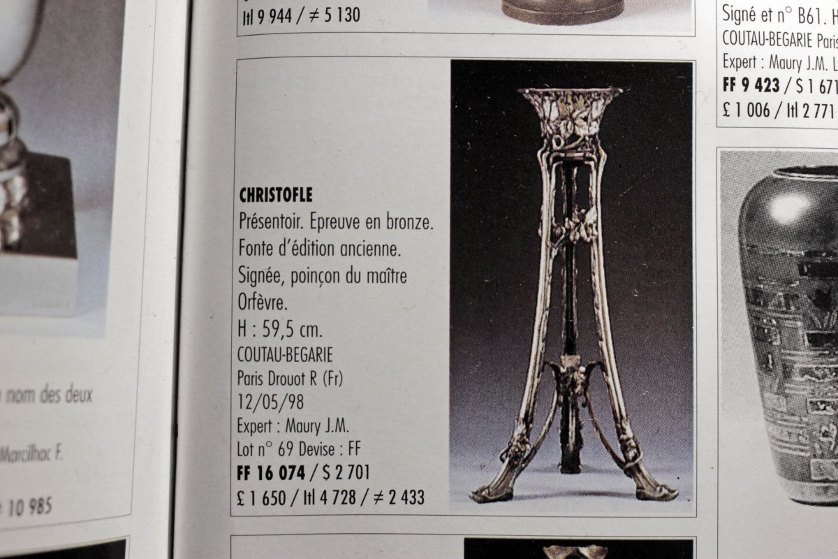 Maison Christofle Art Nouveau Lamp In Silver Bronze-photo-8