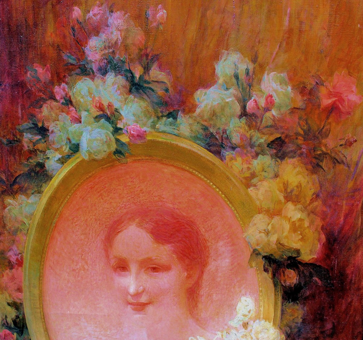 Achille Cesbron (1849-1915) Portrait With Flowers-photo-3