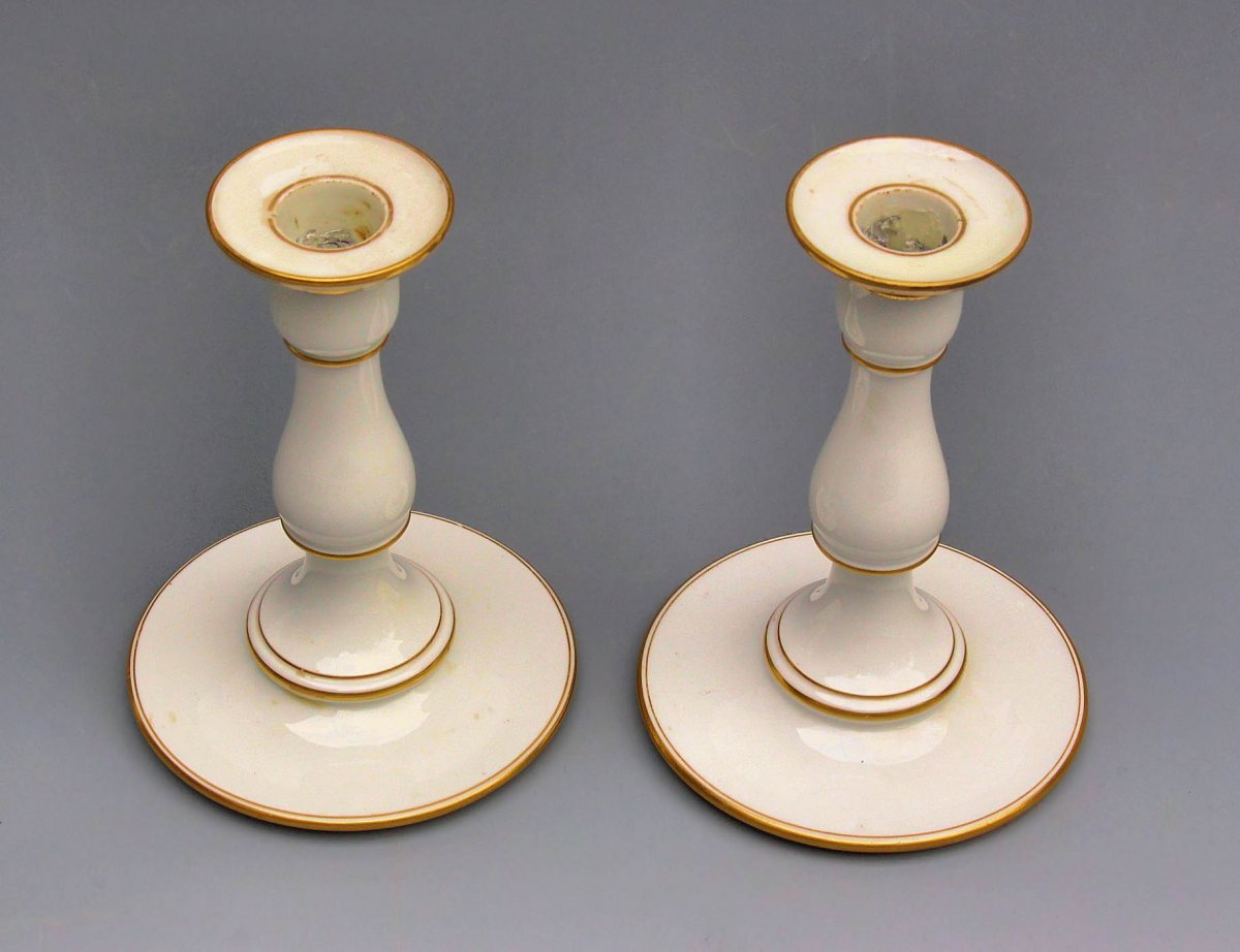 Sèvres 1862 Pair Of Candlesticks Baluster Shape-photo-3