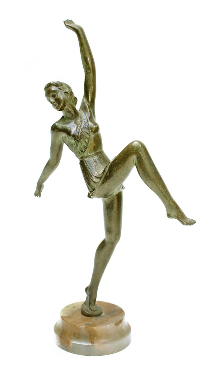 Danseuse Art Déco En Bronze-photo-2