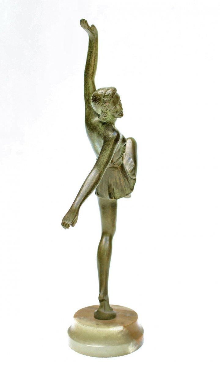 Danseuse Art Déco En Bronze-photo-3