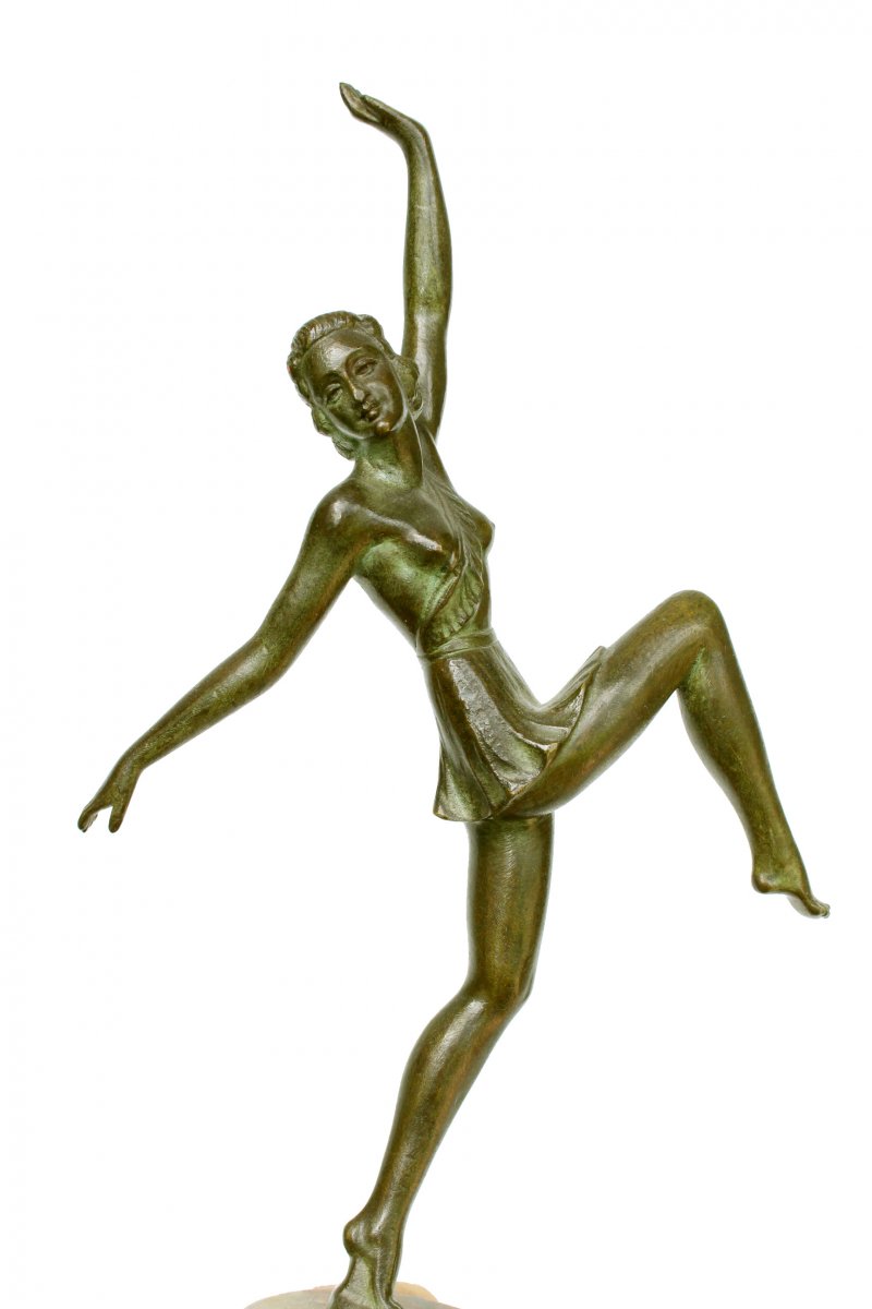 Danseuse Art Déco En Bronze-photo-1