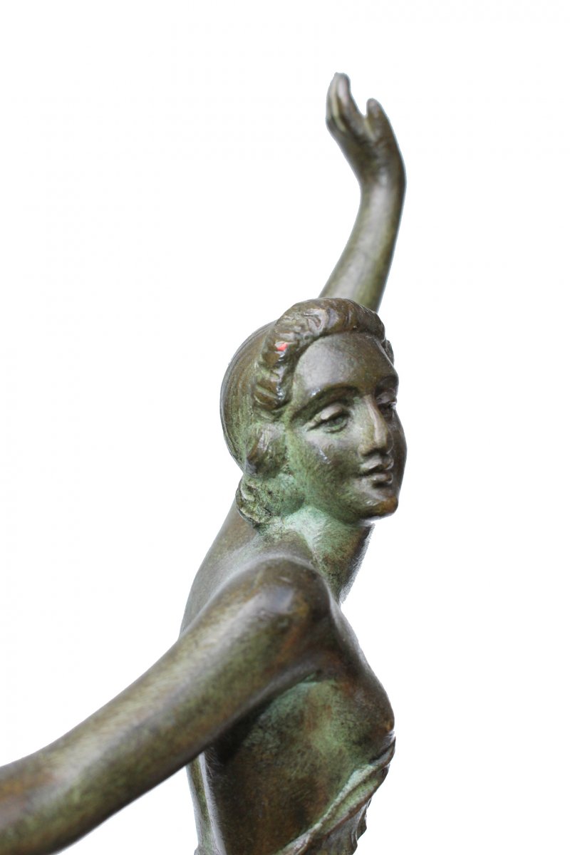 Danseuse Art Déco En Bronze-photo-2