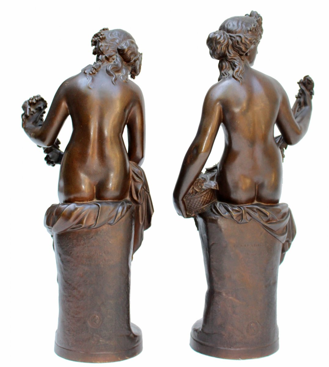 J-B Clésinger (1814-1883) & Barbedienne Paire De Statues Bronze XIXe-photo-6