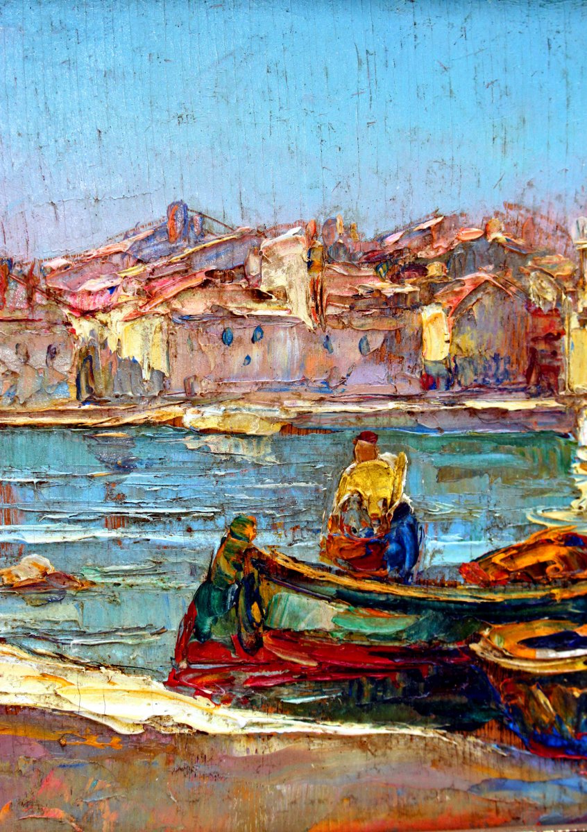 Maurice Barle (1903-1961) Port Animé à Martigues-photo-3