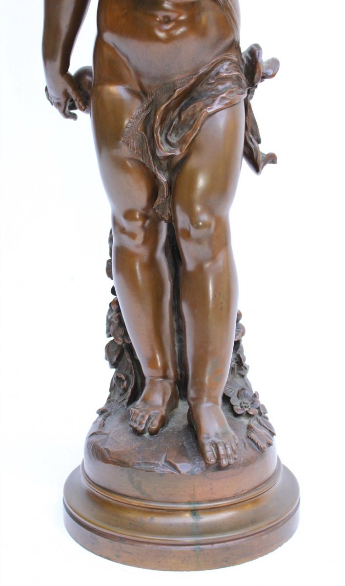 Paul Duboy (1830-1887) Large Bronze Sculpture Of Cupid H: 70 Cm-photo-3