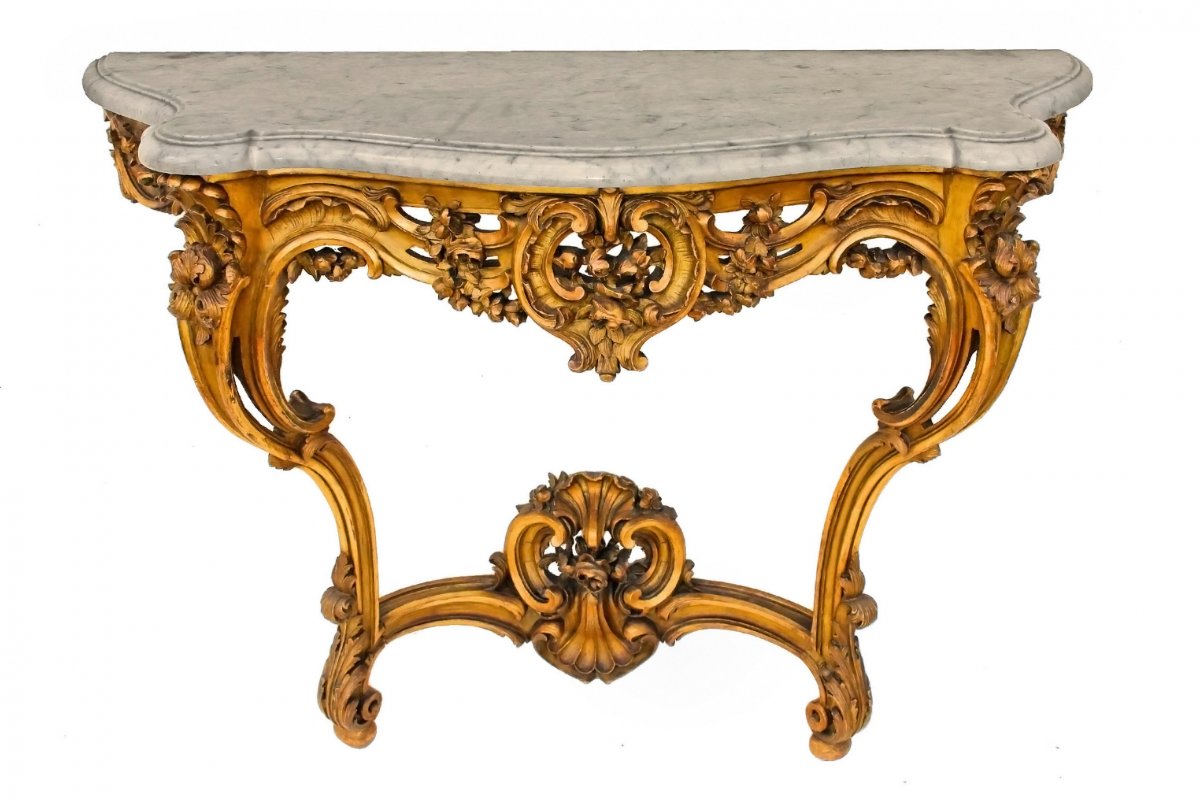 Large Napoleon III Console In Golden Wood-photo-2