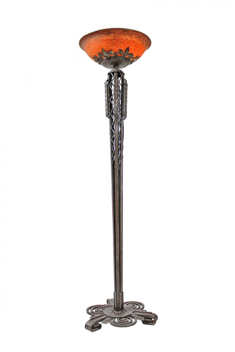 Edgar Brandt & Louis Katoma Art Deco Floor Lamp 1925-photo-3