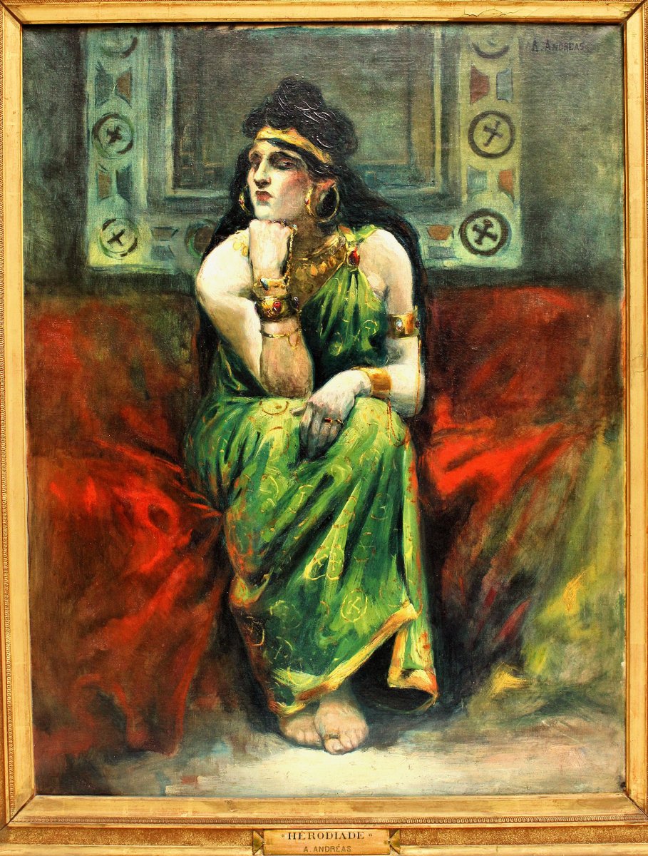 Large Orientalist Painting Nineteenth Herodiade-photo-2