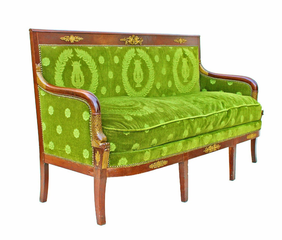 Banquette Second-Empire en Acajou et Bronze Doré-photo-4