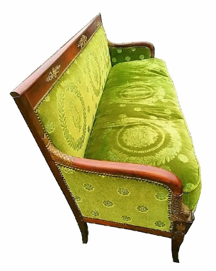 Banquette Second-Empire en Acajou et Bronze Doré-photo-1