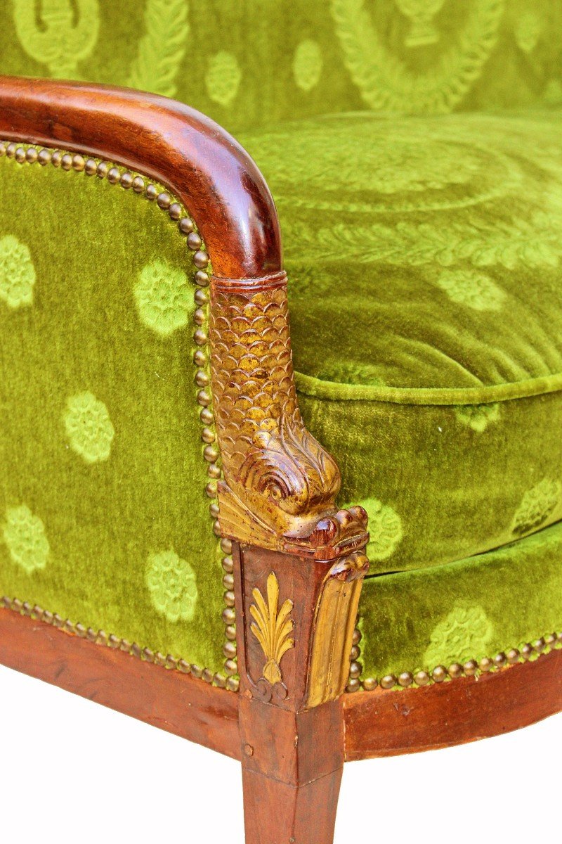 Banquette Second-Empire en Acajou et Bronze Doré-photo-5