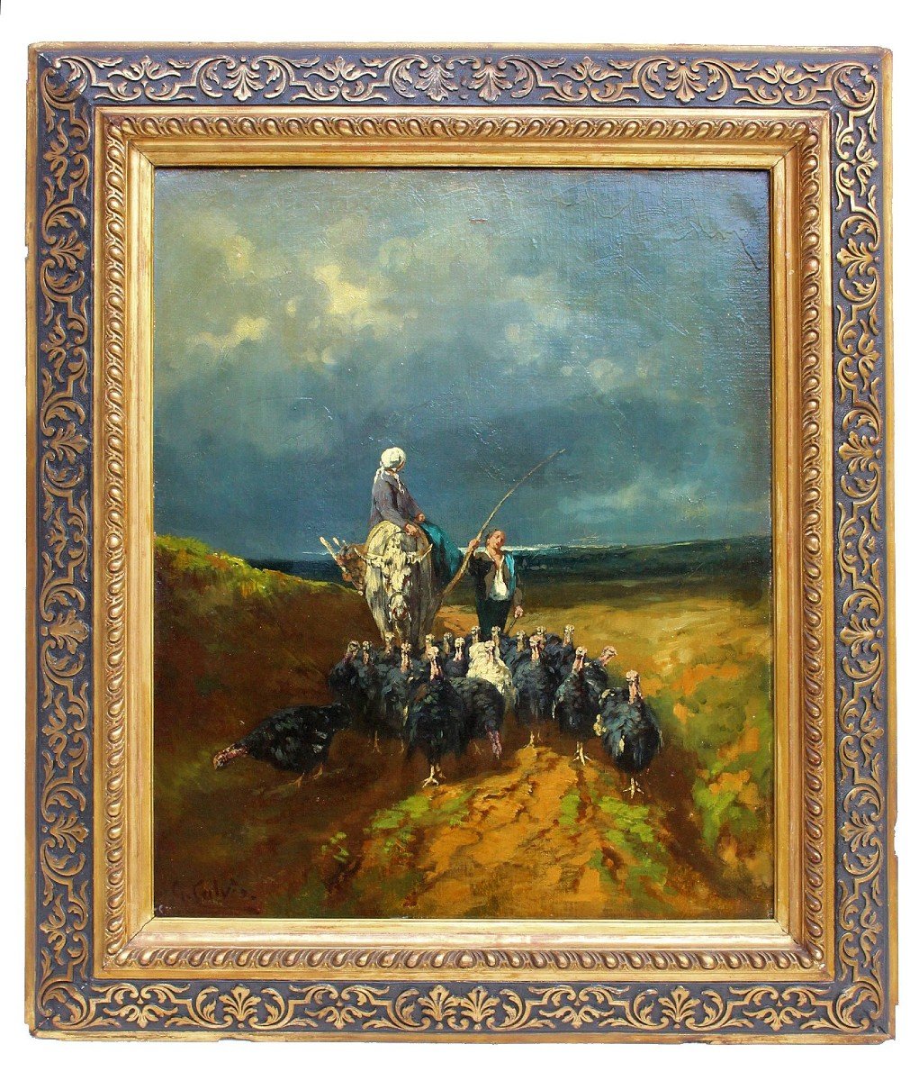 Georges Calves (1848-1923) Impressionist Pastoral Scene-photo-2