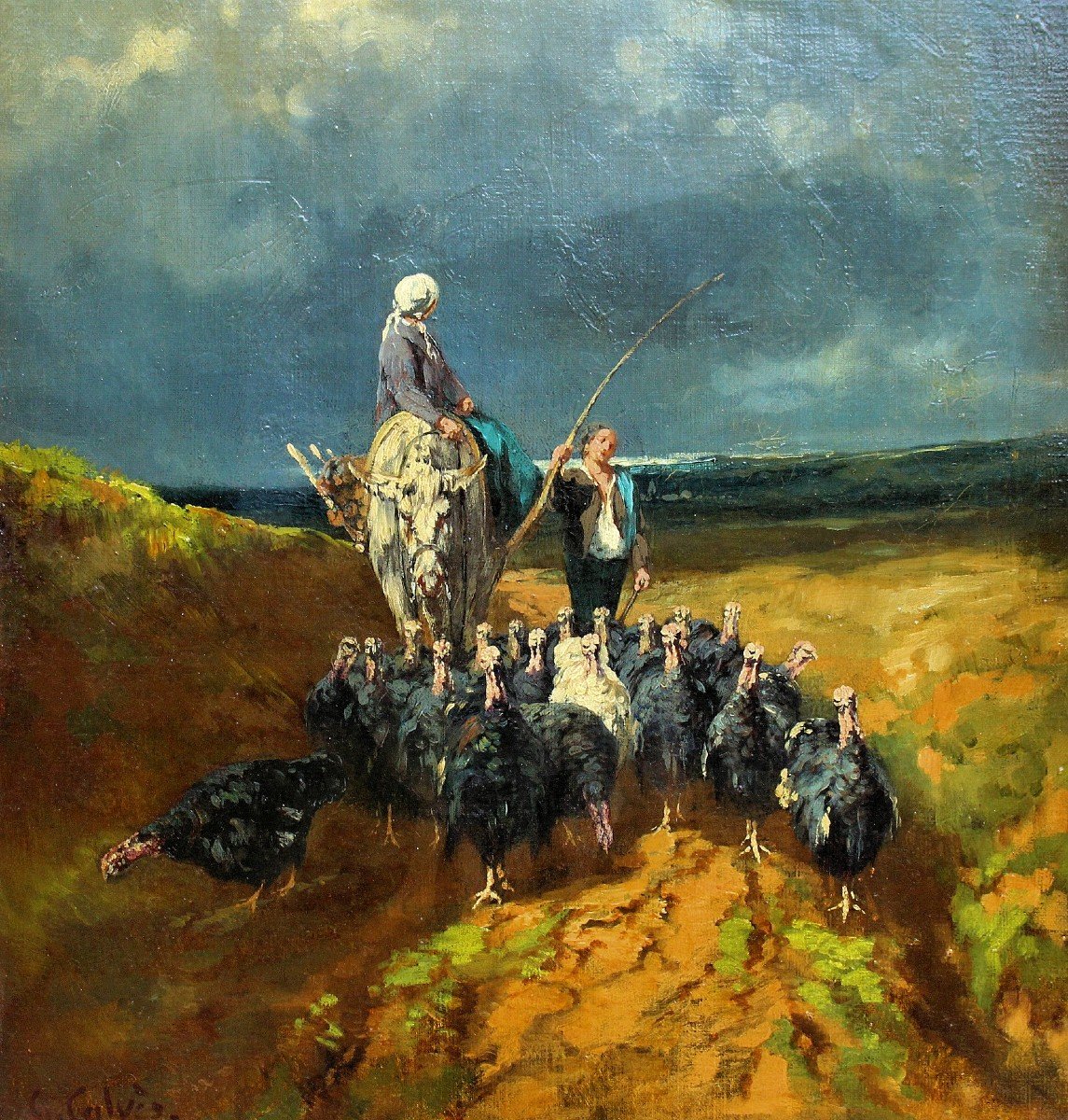 Georges Calves (1848-1923) Impressionist Pastoral Scene