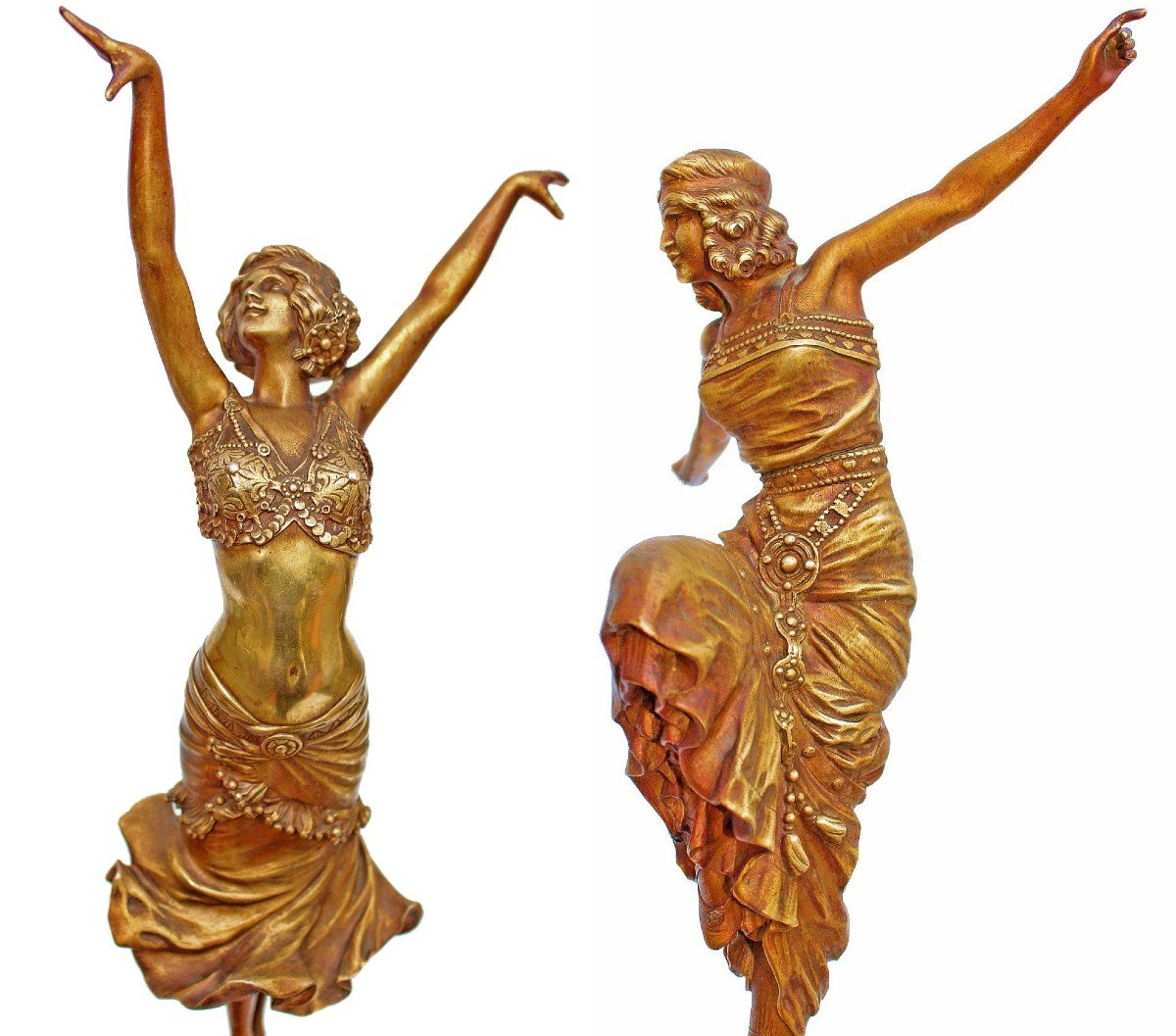 Paul Philippe (1870-1930) Rare Pair Of Art Deco Bronzes Russian Dancers And Radha-photo-3