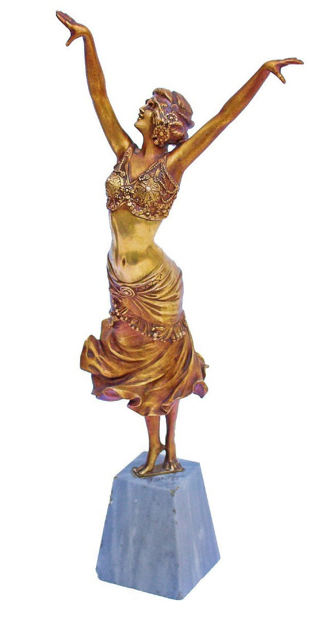 Paul Philippe (1870-1930) Rare Paire De Bronzes Art Déco Danseuses Russe Et Radha-photo-4