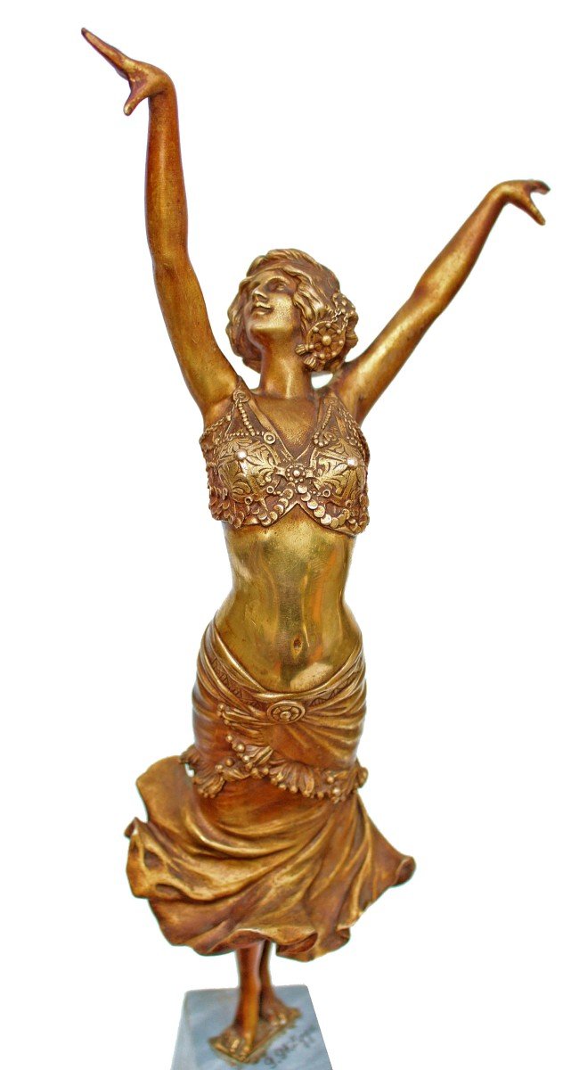 Paul Philippe (1870-1930) Rare Paire De Bronzes Art Déco Danseuses Russe Et Radha-photo-5
