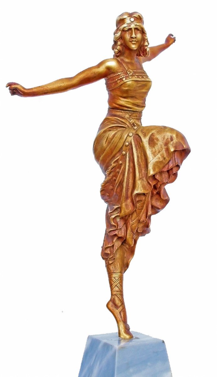 Paul Philippe (1870-1930) Rare Paire De Bronzes Art Déco Danseuses Russe Et Radha-photo-6