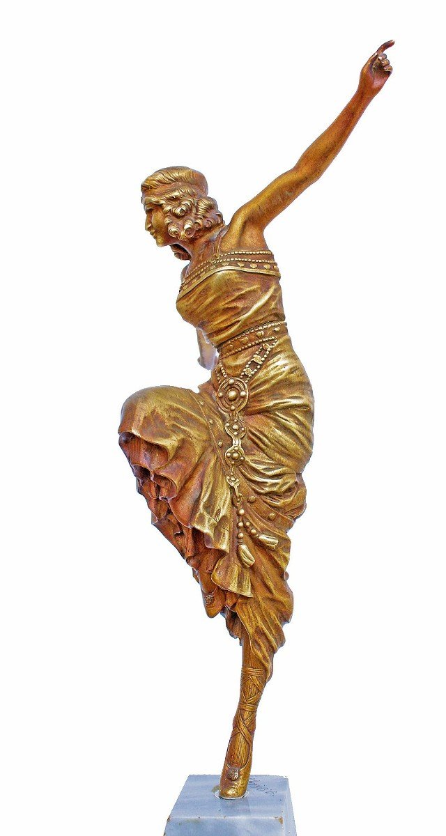 Paul Philippe (1870-1930) Rare Paire De Bronzes Art Déco Danseuses Russe Et Radha-photo-7