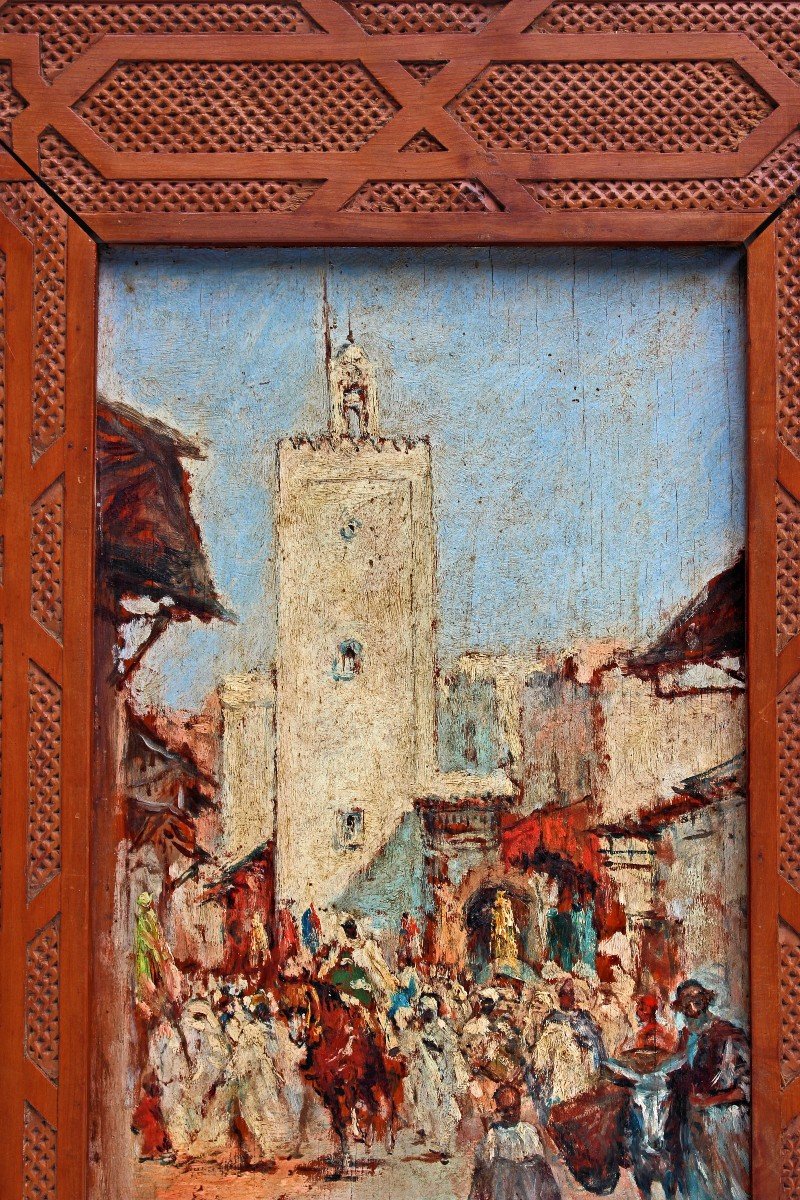 Carlos  Abascal (xixe-xxe) Rue Animée à Casablanca-photo-4