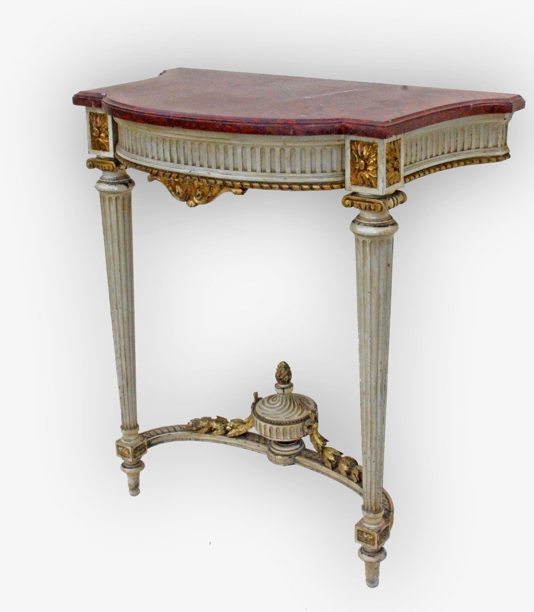 Napoleon III Console In Lacquered And Gilded Wood-photo-4
