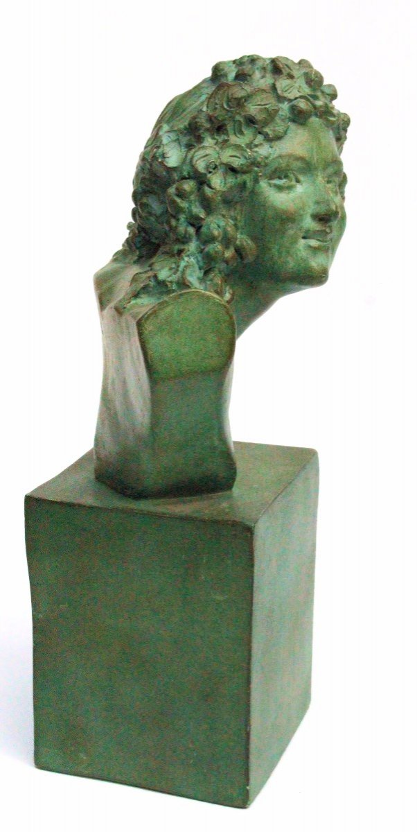 Marcel Bouraine (1886-1948) Buste De Faune Art Déco-photo-2