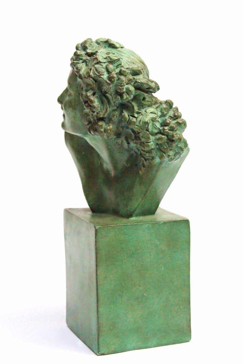 Marcel Bouraine (1886-1948) Buste De Faune Art Déco-photo-3