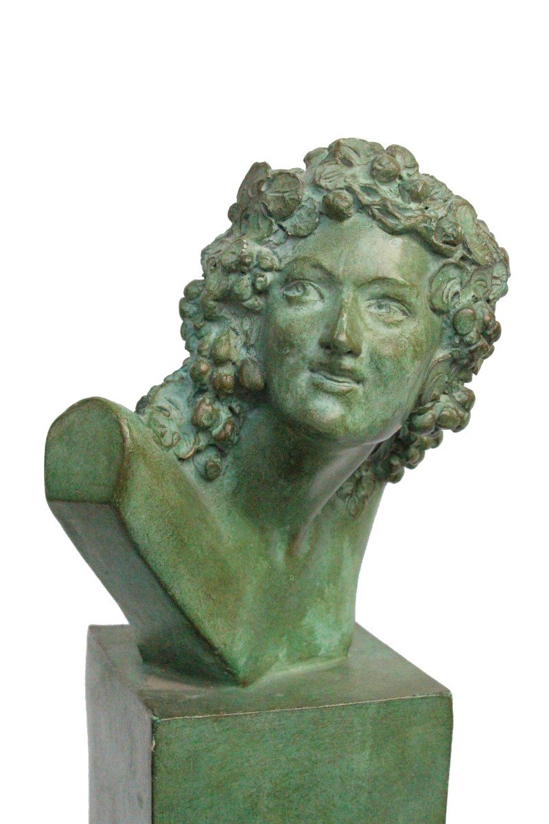 Marcel Bouraine (1886-1948) Buste De Faune Art Déco-photo-2
