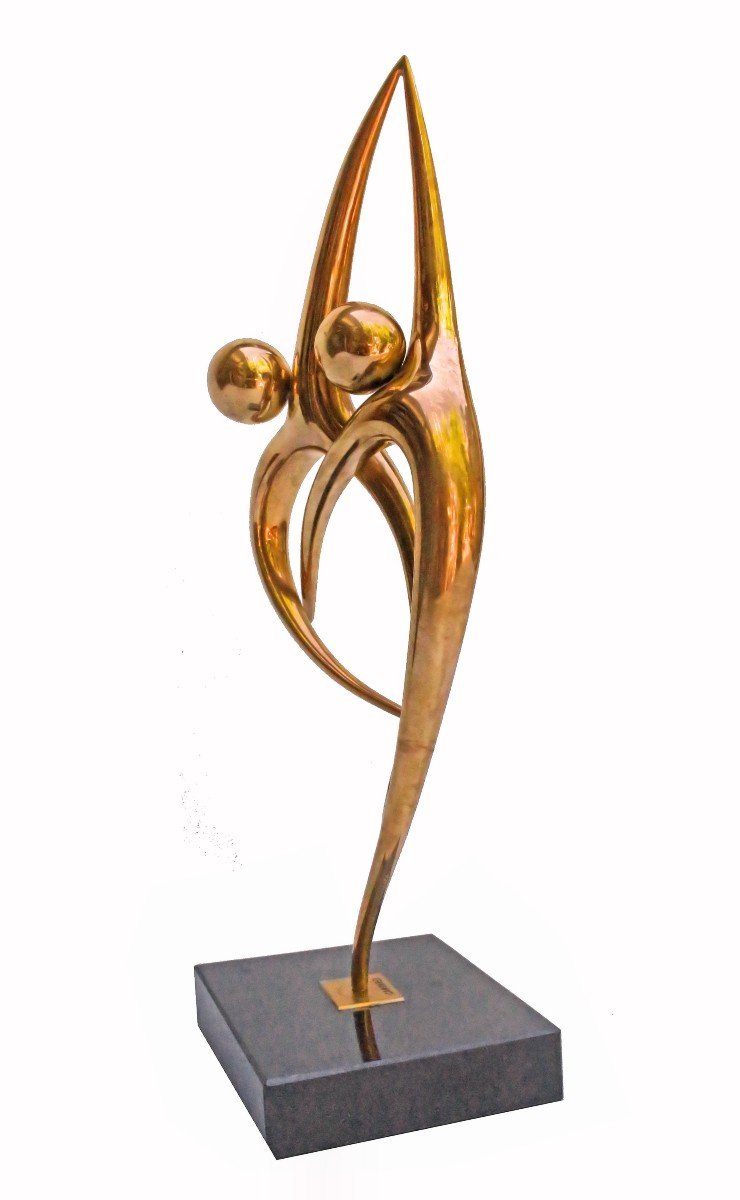 A. Cantarel (twentieth) Gilt Bronze Sculpture N ° 3/8-photo-2