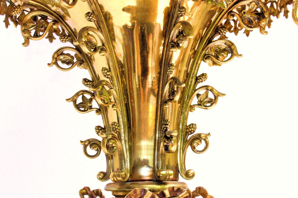 Grand Lustre - Lampe de Sanctuaire XIXe (H: 1 M 40)-photo-2